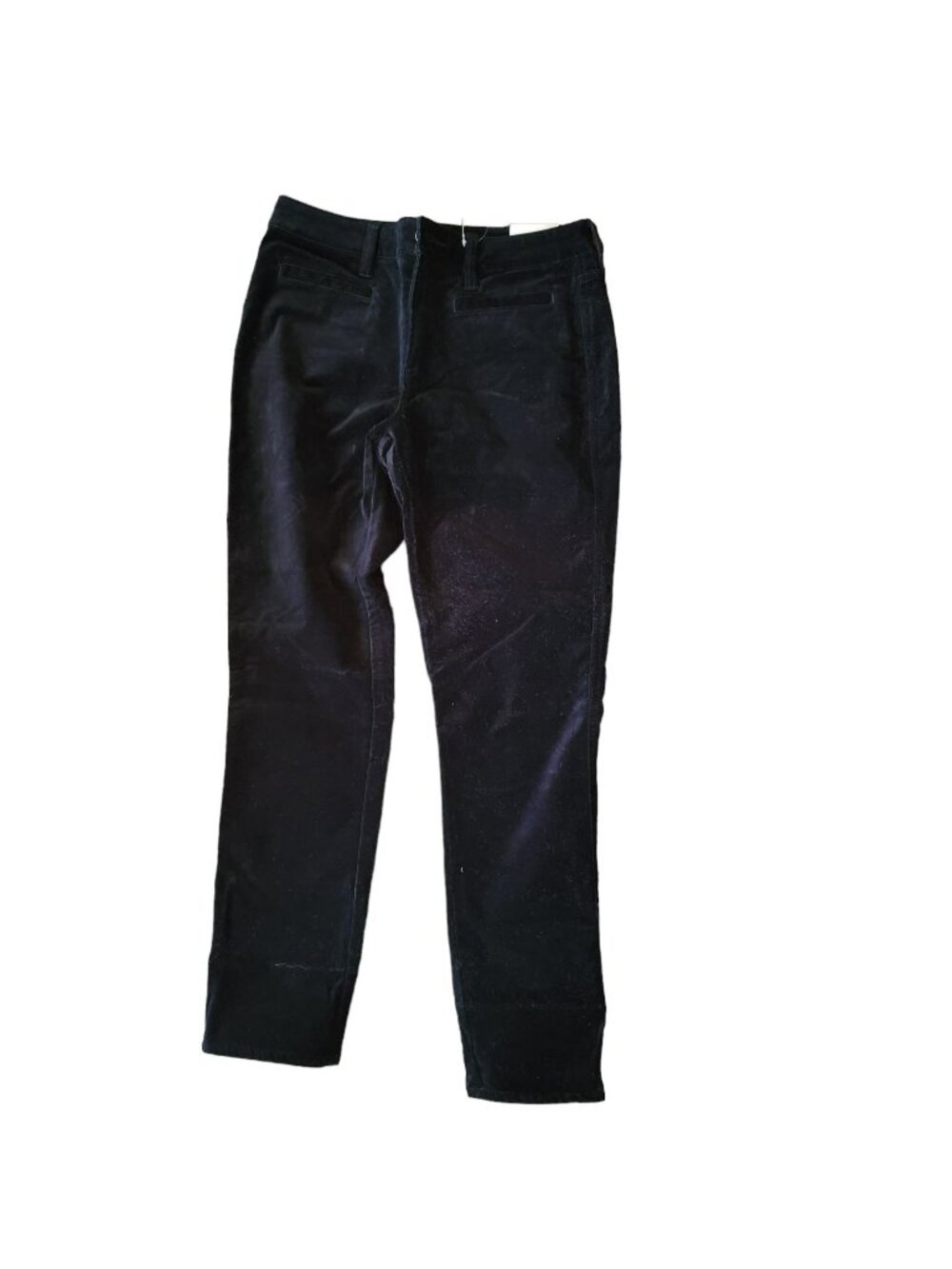 Lands' End Black Velvet Pants Midrise Slim Leg Woman's Size 6 Petite NWT DH466